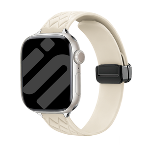 Apple Watch D-Buckle Silicone Diamond Strap (Beige)