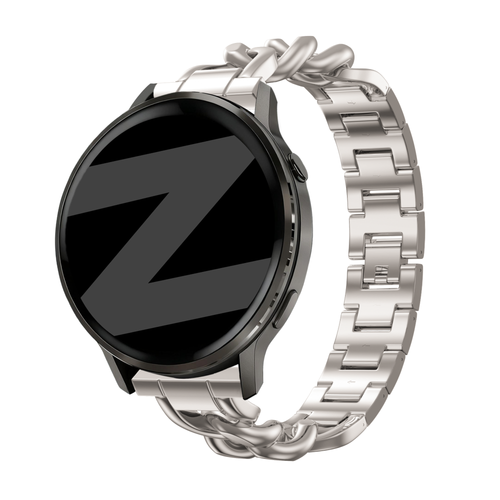 Bandz Garmin Vivomove HR Metal Strap 'Chains' (Starlight)