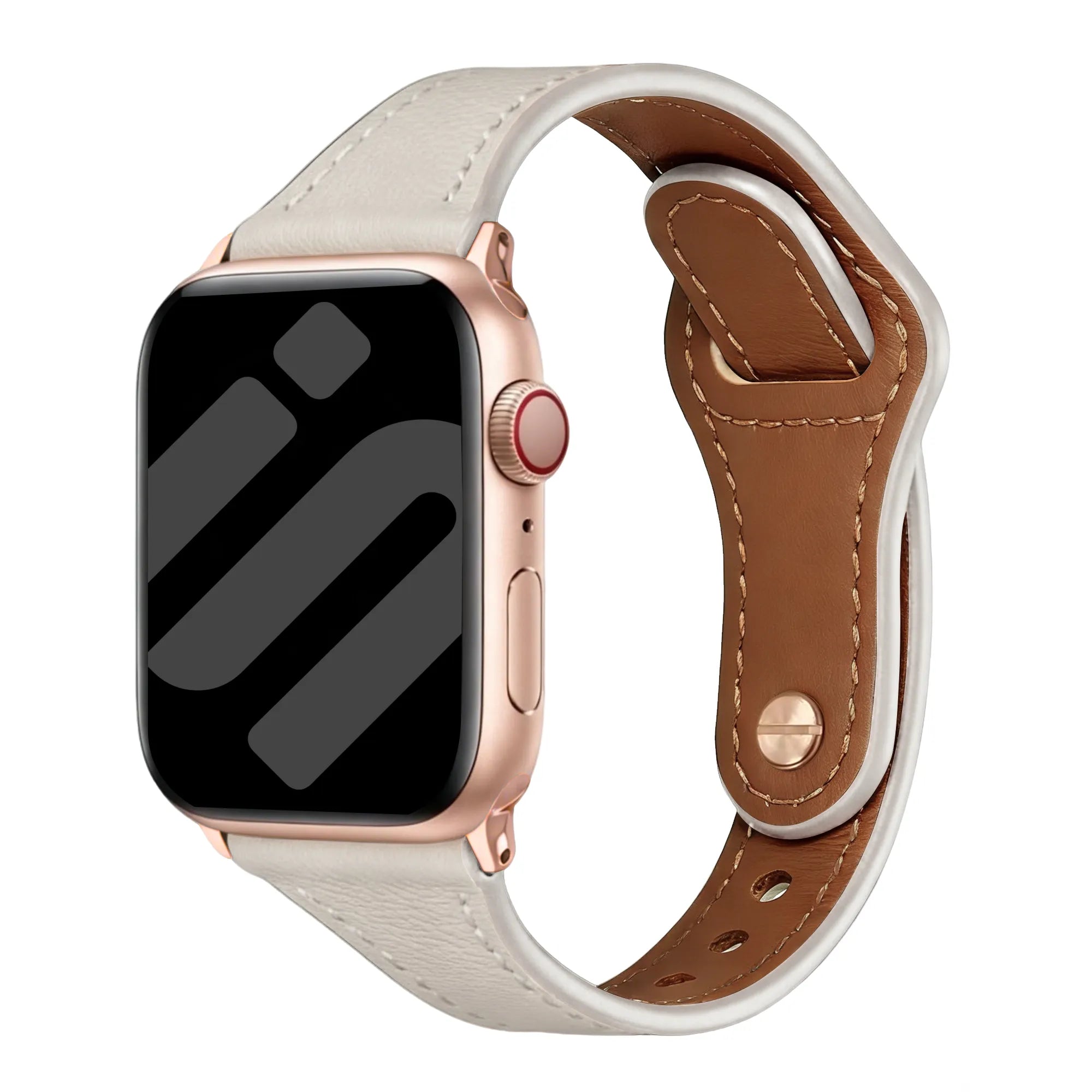 Apple Watch Leather Strap with Snap Closure (Beige)