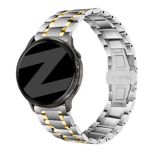 Bandz Garmin Approach S44 Steel Link Strap 'Deluxe' (Silver/Gold)