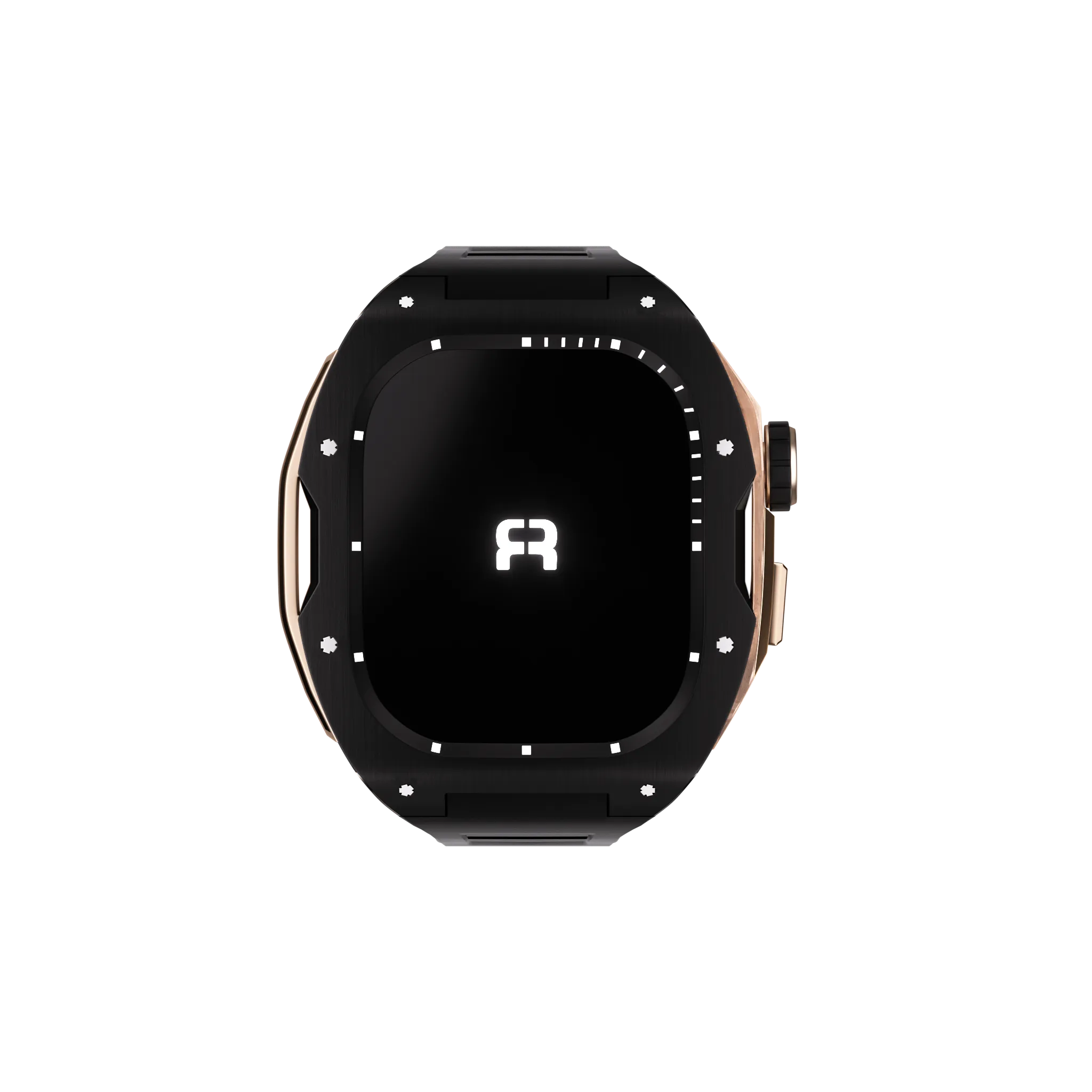 Reqior Apple Watch 45mm Case with Rubber Strap (Black/Rose Gold)
