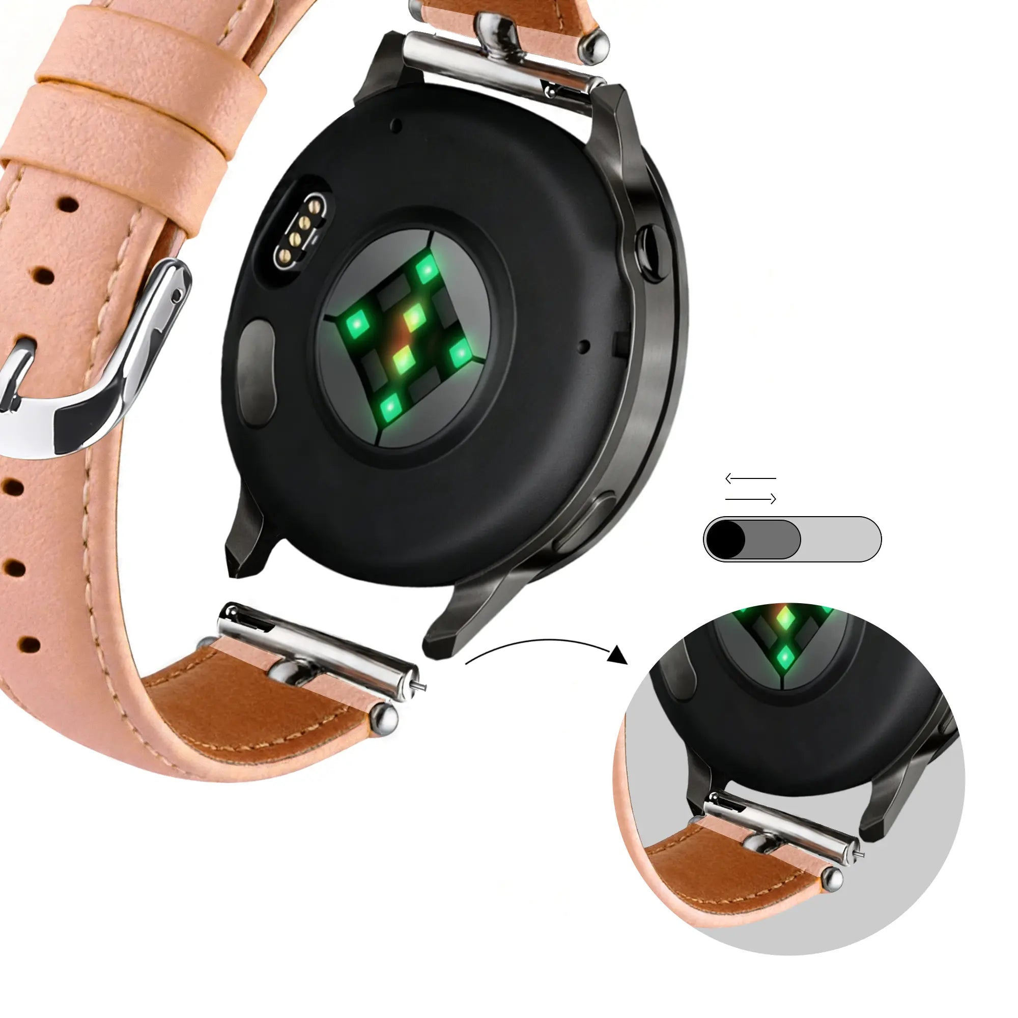 Bandz Garmin Forerunner 55 Leather Strap 'Bullet' (Pink)