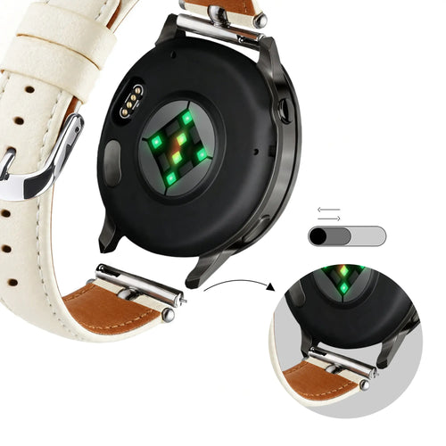 Bandz Oozoo Smartwatch 20mm Leather Strap 'Bullet' (White)