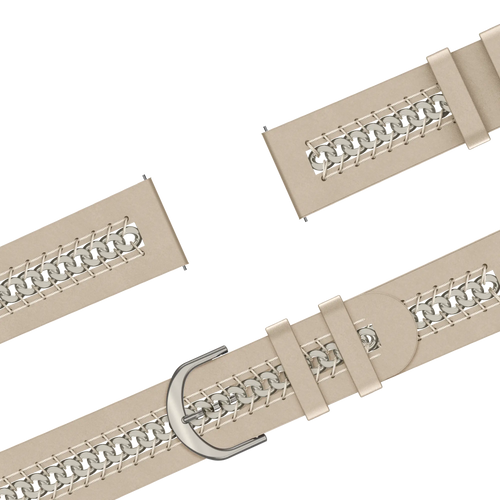Bandz Garmin Forerunner 170 Leather Strap 'Chains' (Beige)