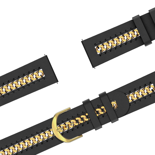 Bandz Garmin Forerunner 170 Leather Strap 'Chains' (Black)