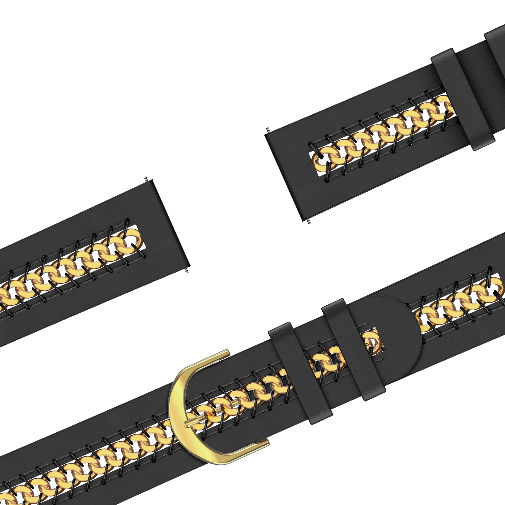 Bandz Garmin Forerunner 170 Leather Strap 'Chains' (Black)