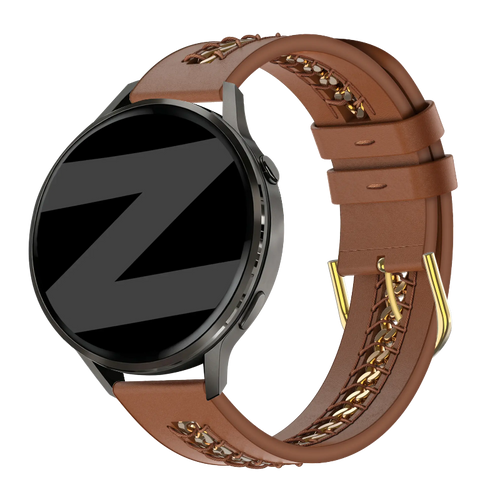 garmin 20mm leather band chains brown