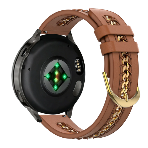 Bandz Amazfit GTS 4 Leather Strap 'Chains' (Brown)