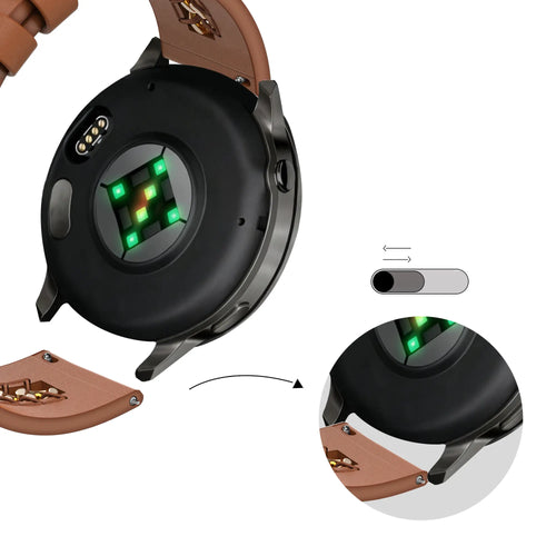 Bandz Amazfit GTS 4 Leather Strap 'Chains' (Brown)