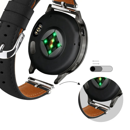 Bandz Oozoo Smartwatch 20mm Leather Strap 'Bullet' (Black)
