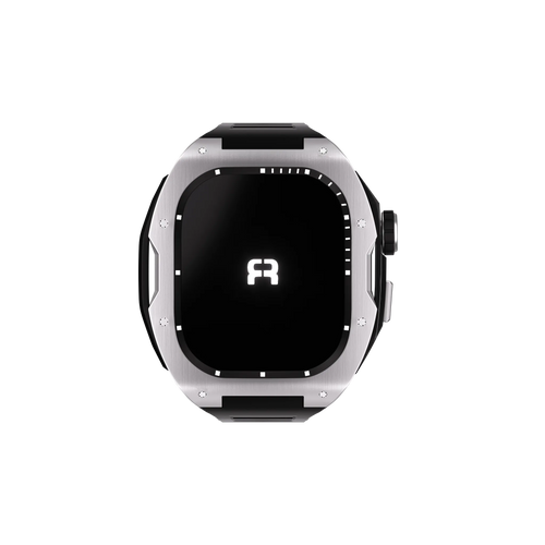 Reqior Apple Watch 45mm Case with Rubber Strap (Silver)