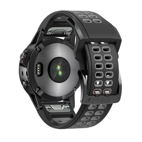 Bandz Garmin Fenix 7 Buckled Sport Strap (Black/Grey)