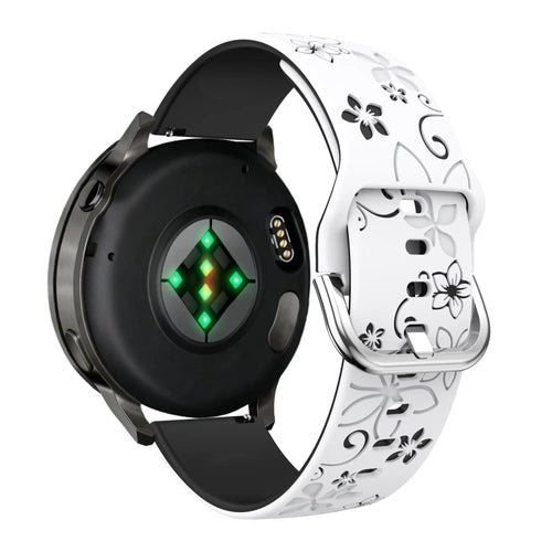 Bandz Garmin Venu Silicone Strap 'Flowers' (White/Black)