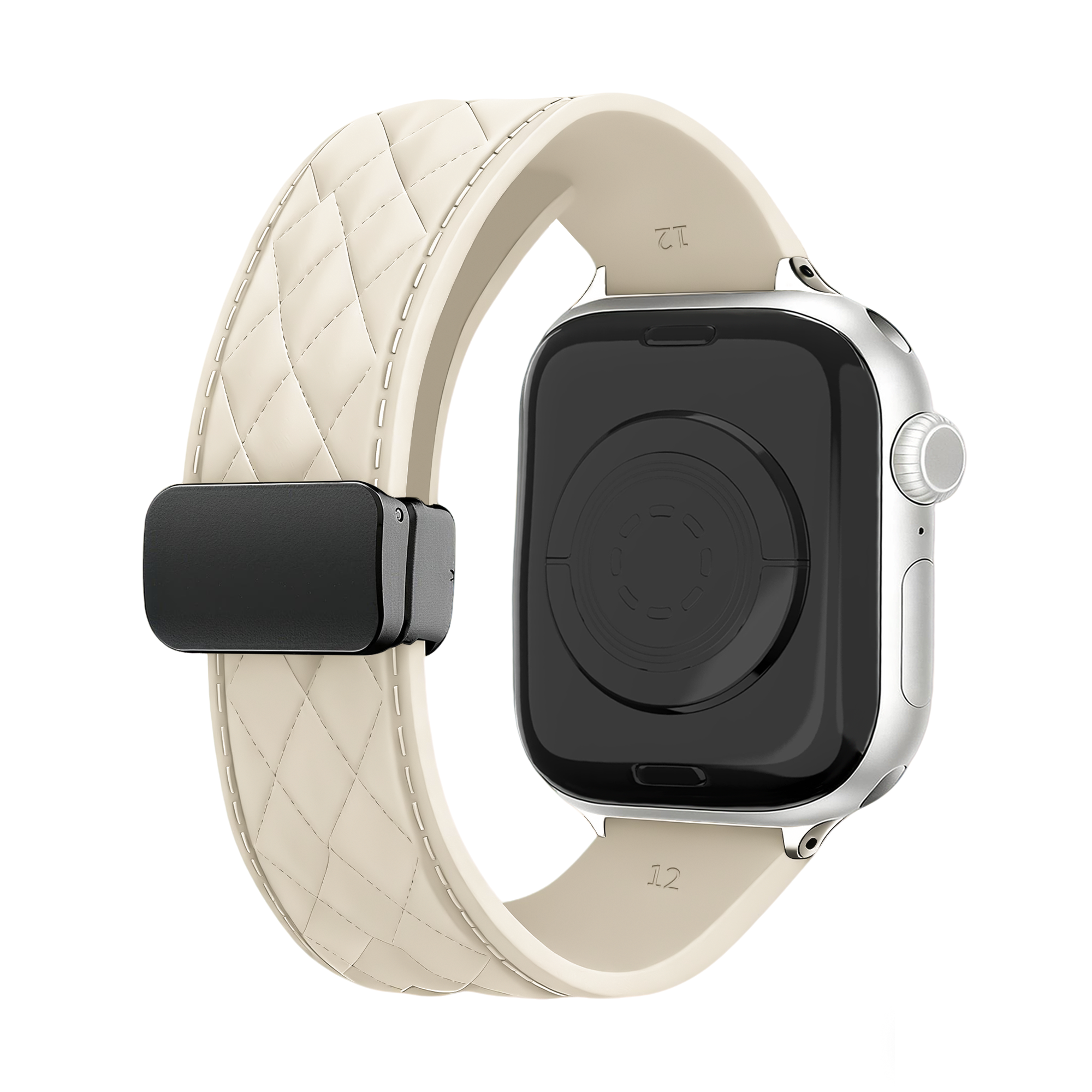 Apple Watch D-Buckle Silicone Diamond Strap (Beige)