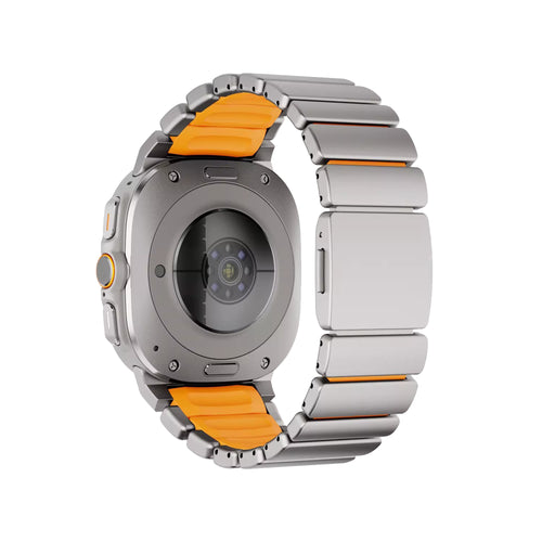 Bandz Samsung Galaxy Watch Ultra Titanium Strap 'Hybrid' (Titanium/Orange)