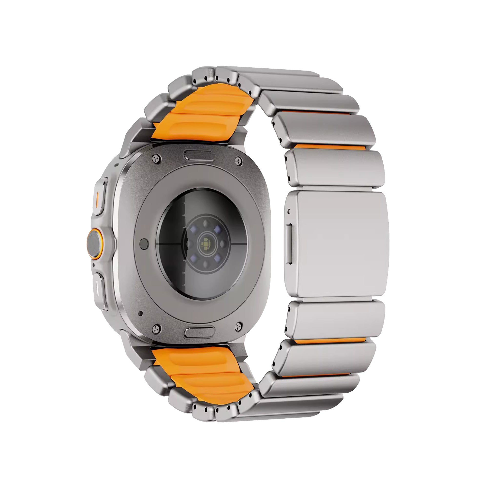 Bandz Samsung Galaxy Watch Ultra Titanium Strap 'Hybrid' (Titanium/Orange)