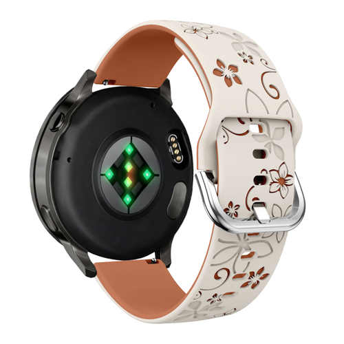 Bandz Garmin Vivoactive 4s Silicone Strap 'Flowers' (Starlight/Brown)
