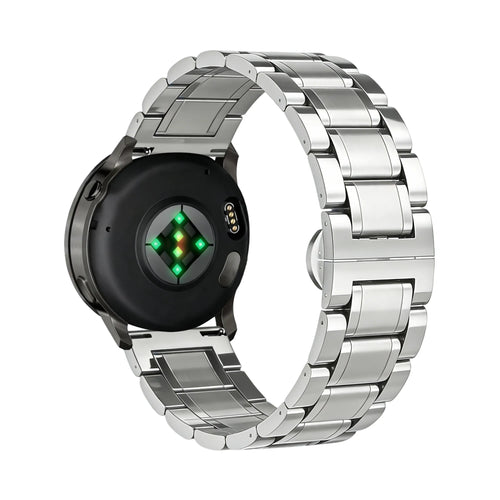 Bandz Garmin Forerunner 570 - 42mm Steel Link Strap 'Deluxe' (Silver)