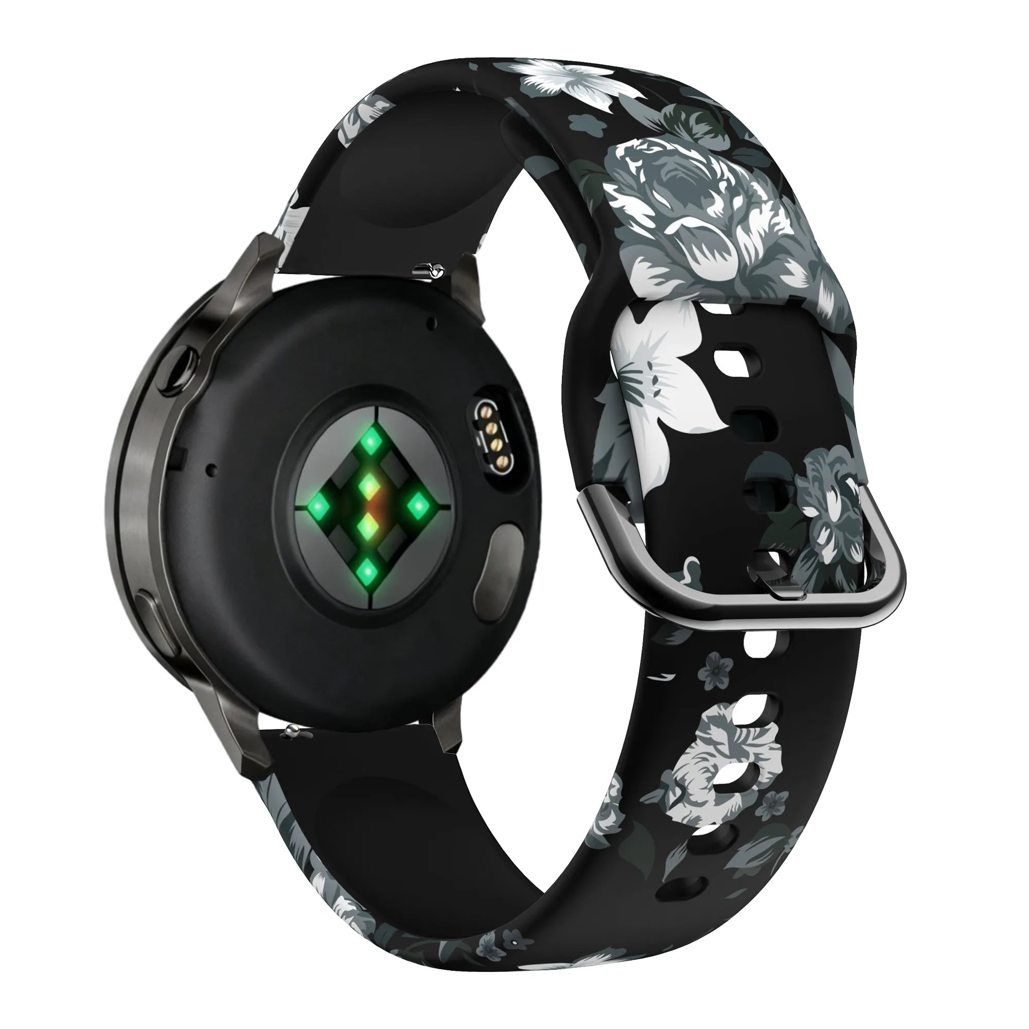 Bandz Garmin Vivomove Sport Silicone Strap 'Grey Flower'