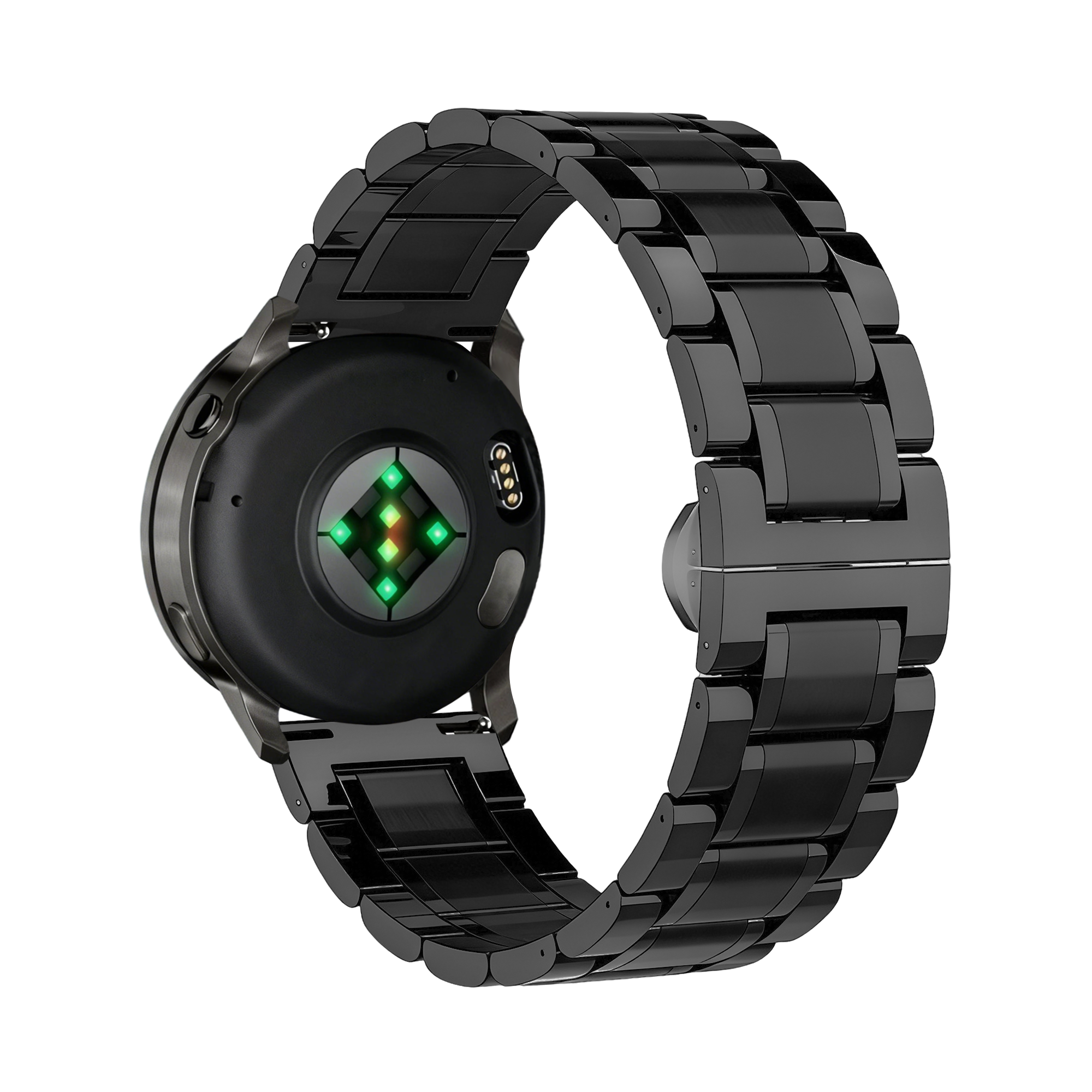 Bandz Garmin Forerunner 255s Steel Link Strap 'Deluxe' (Black)