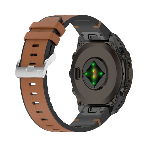 Garmin Fenix 8 - 47mm Leather Hybrid Strap (Brown)