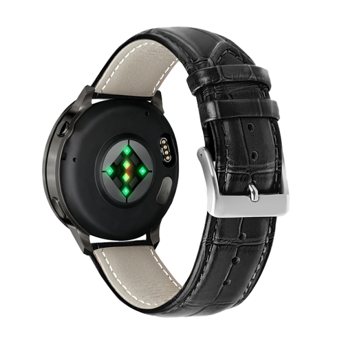 Bandz Garmin Forerunner 570 - 47mm Leather Strap Crocodile Grain (Black)