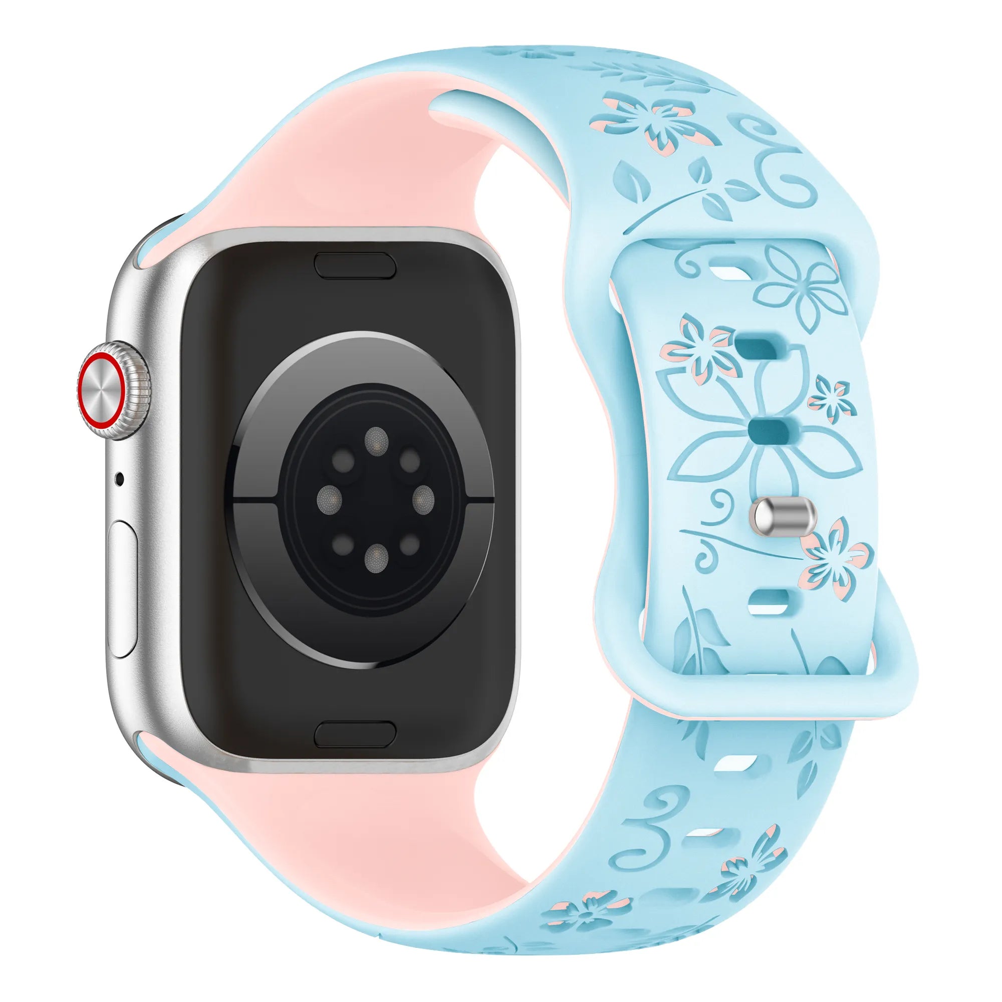 Apple Watch Flower Silicone Strap (Blue/Pink)