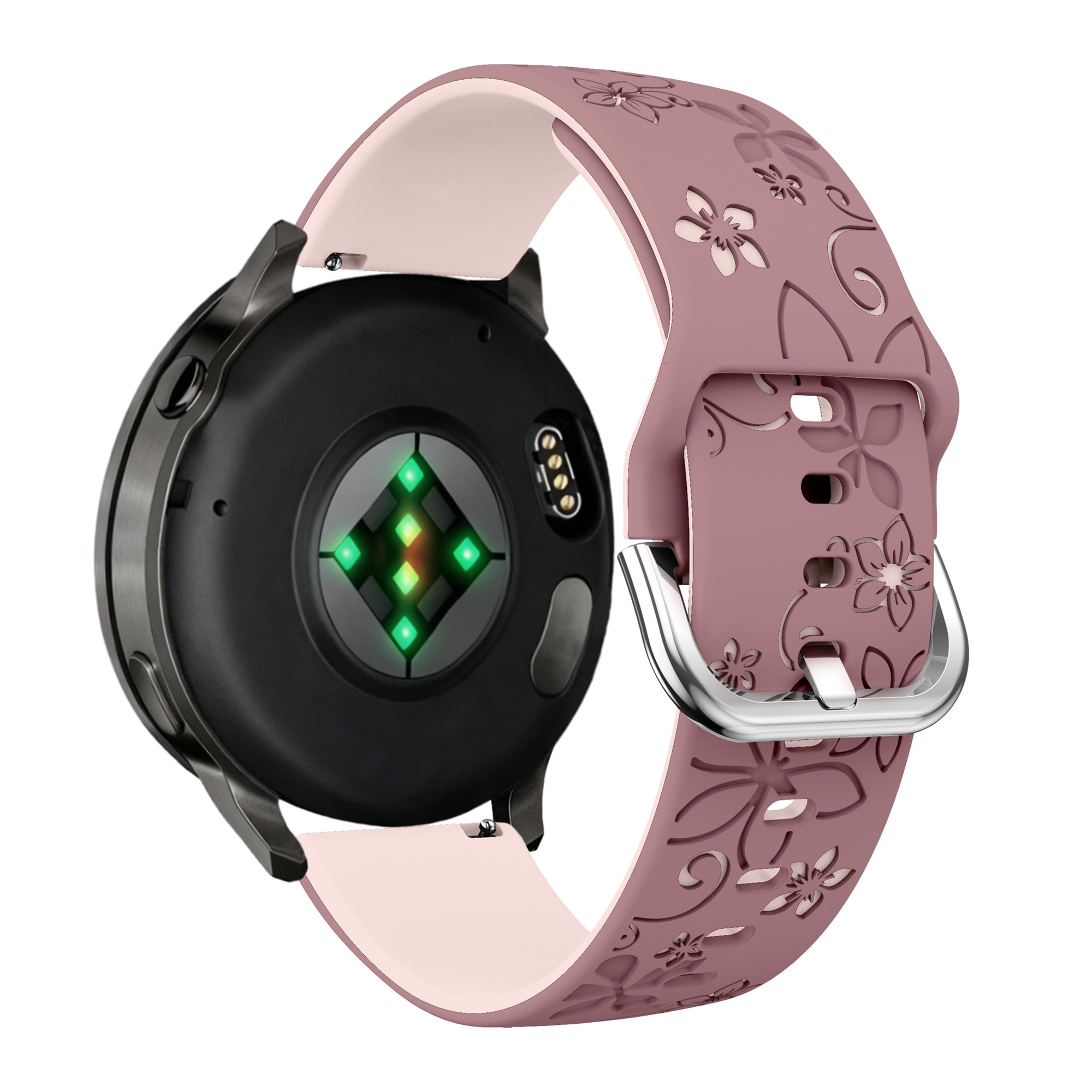 Bandz Garmin Venu 4 - 41mm Silicone Strap 'Flowers' (Smoke Purple/Light Pink)