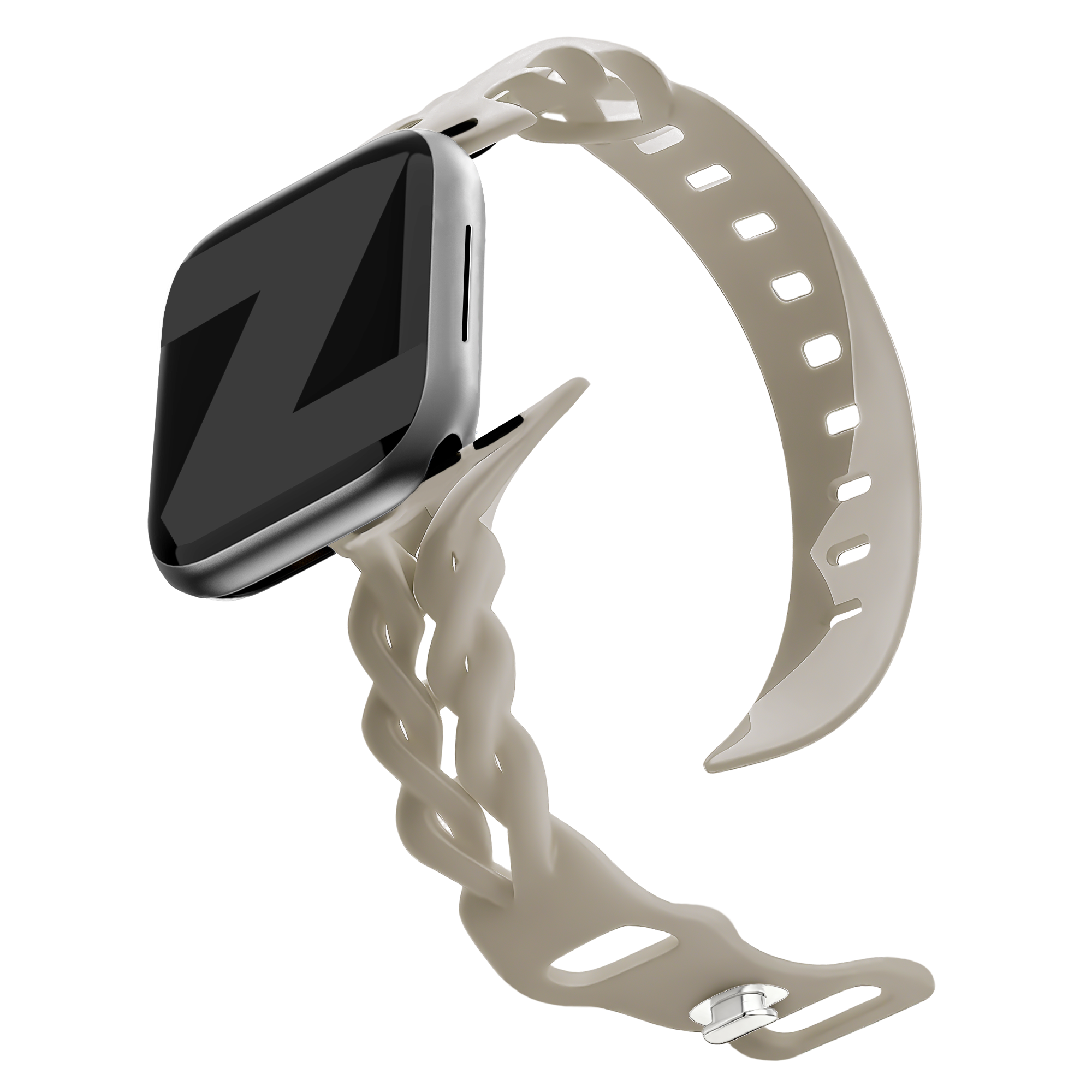 Bandz Apple Watch Silicone Strap 'Braided' (Light Beige)