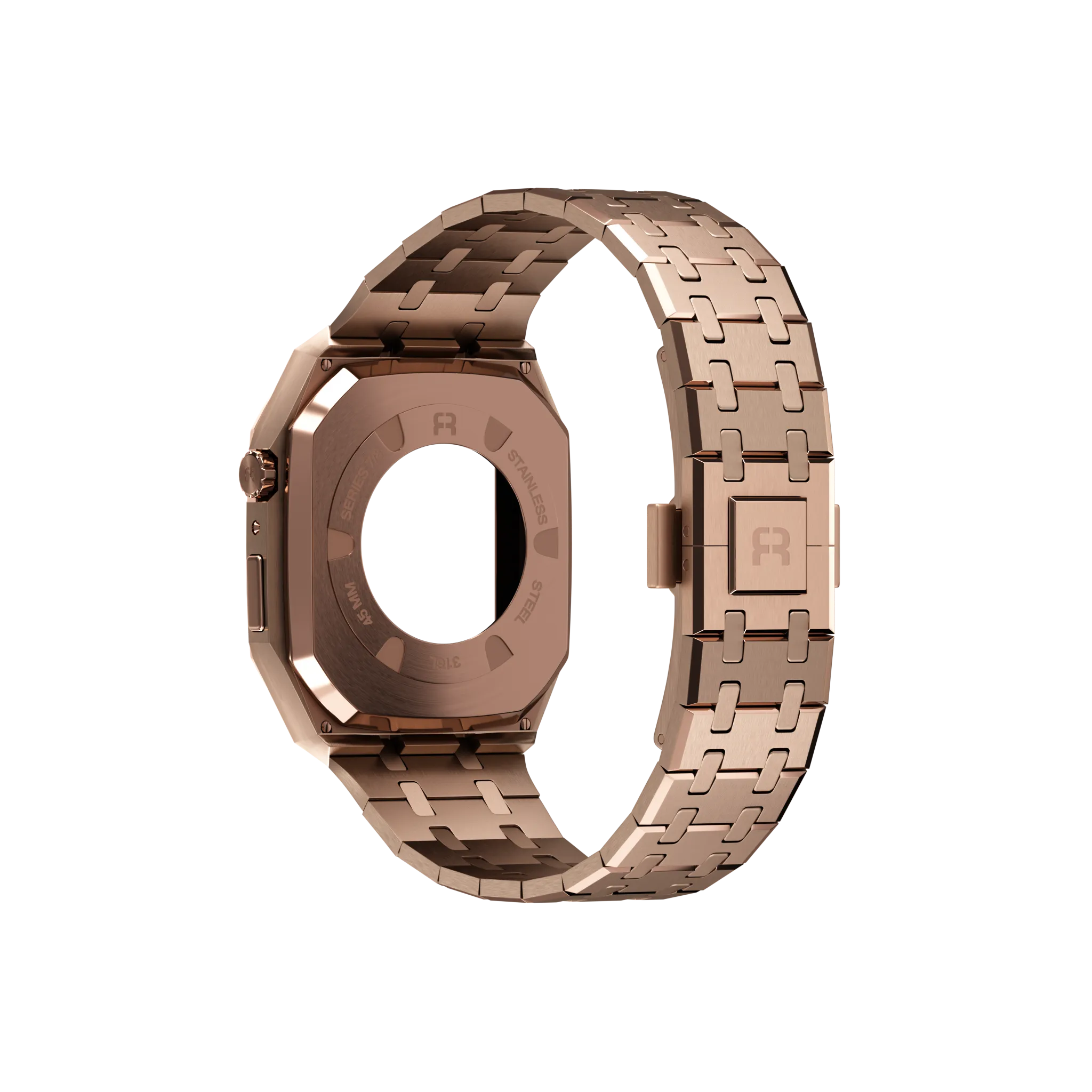 Reqior Apple Watch 45mm Case with Steel Strap (Rose Gold)