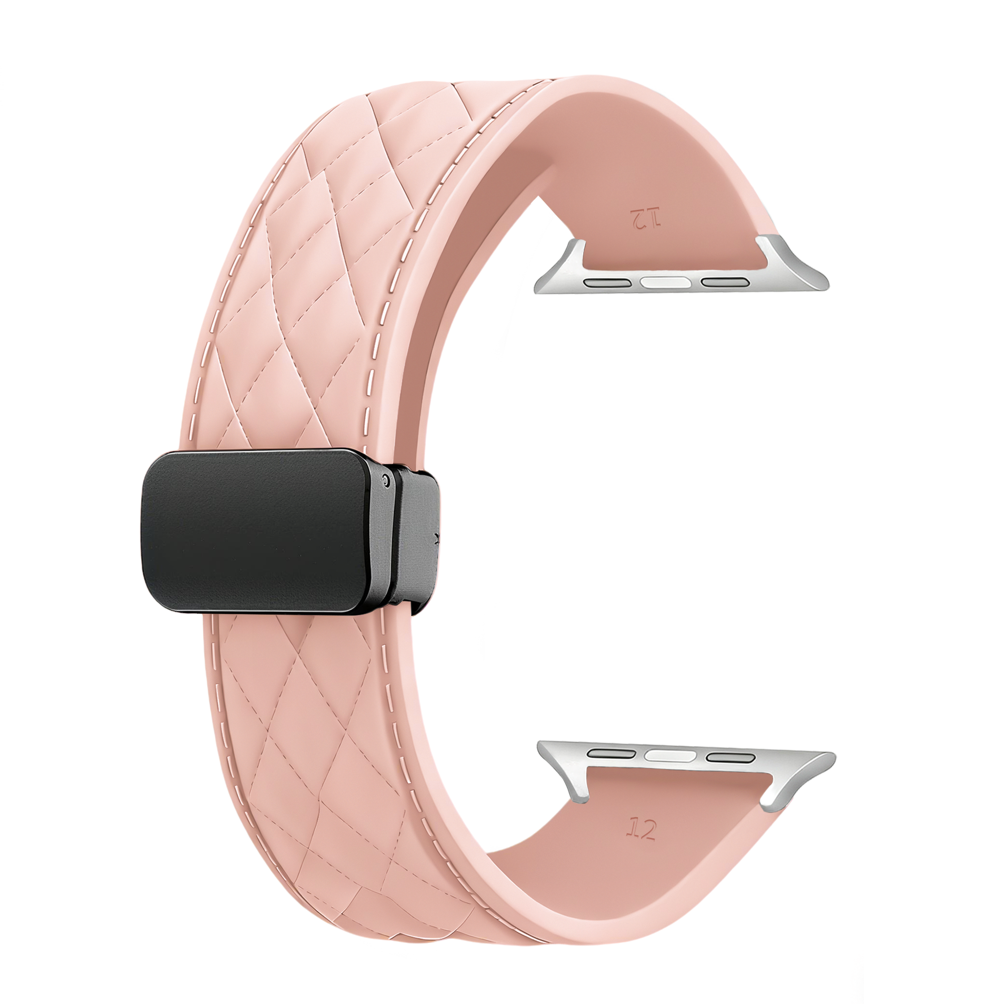 Apple Watch D-Buckle Silicone Diamond Strap (Pink)