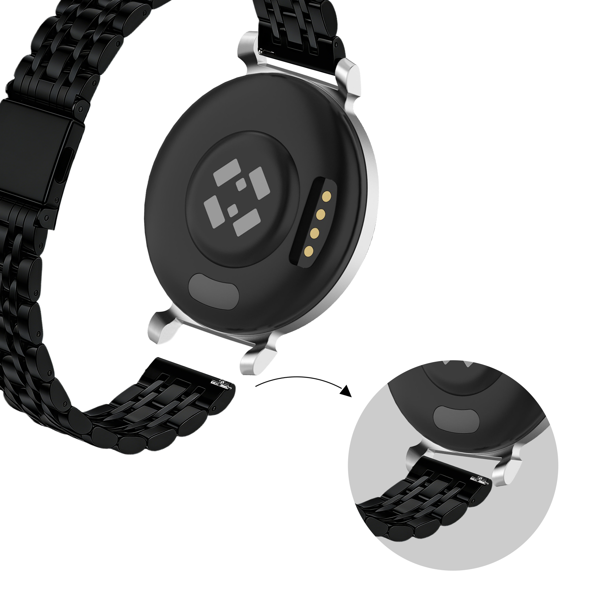 Bandz Garmin Lily 2 Steel Strap 'Deluxe' (Black)