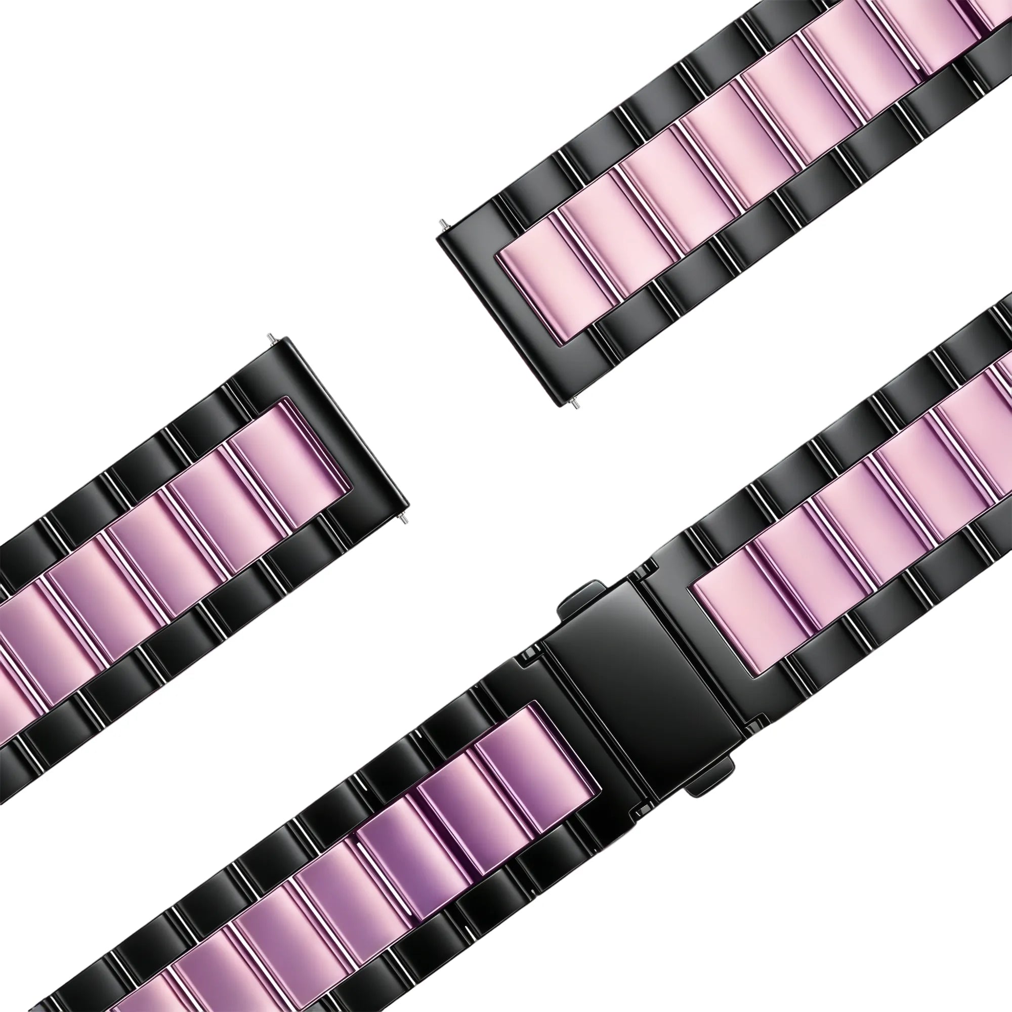 Bandz Garmin Vivomove 3s Steel Strap 'Classic' (Black/Pink)