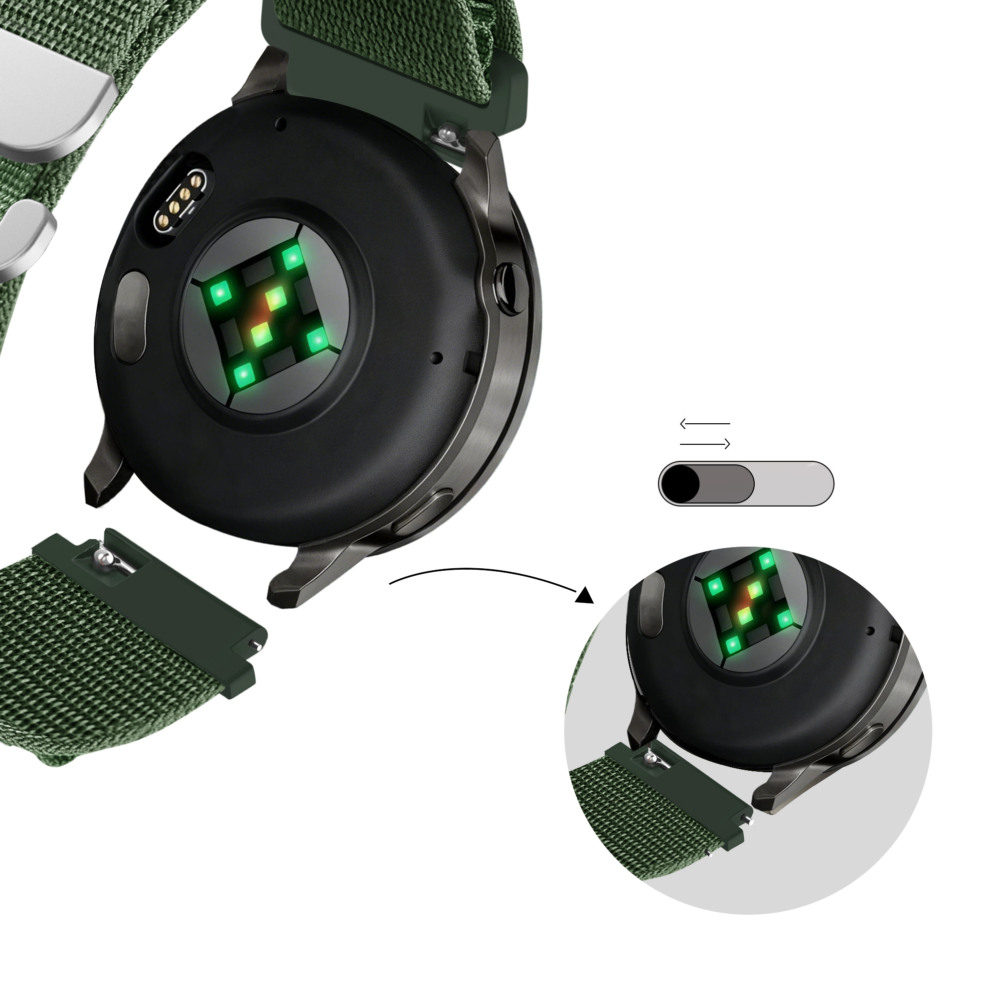 Bandz Garmin Approach S44 Alpine Nylon Strap (Green)