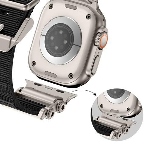 Bandz Apple Watch Ultra Nylon Strap 'Explorer' (Black with Titanium)