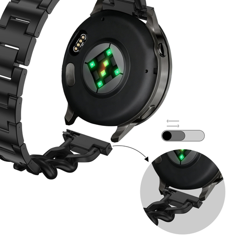 Bandz Garmin Vivomove HR Metal Strap 'Chains' (Black)
