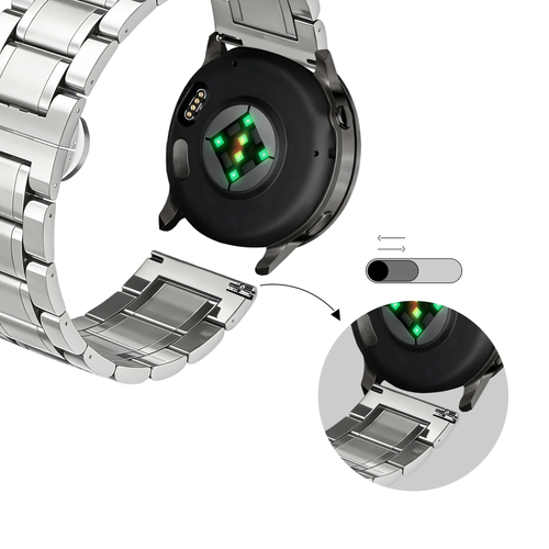 Bandz Garmin Vivomove HR Steel Link Strap 'Deluxe' (Silver)