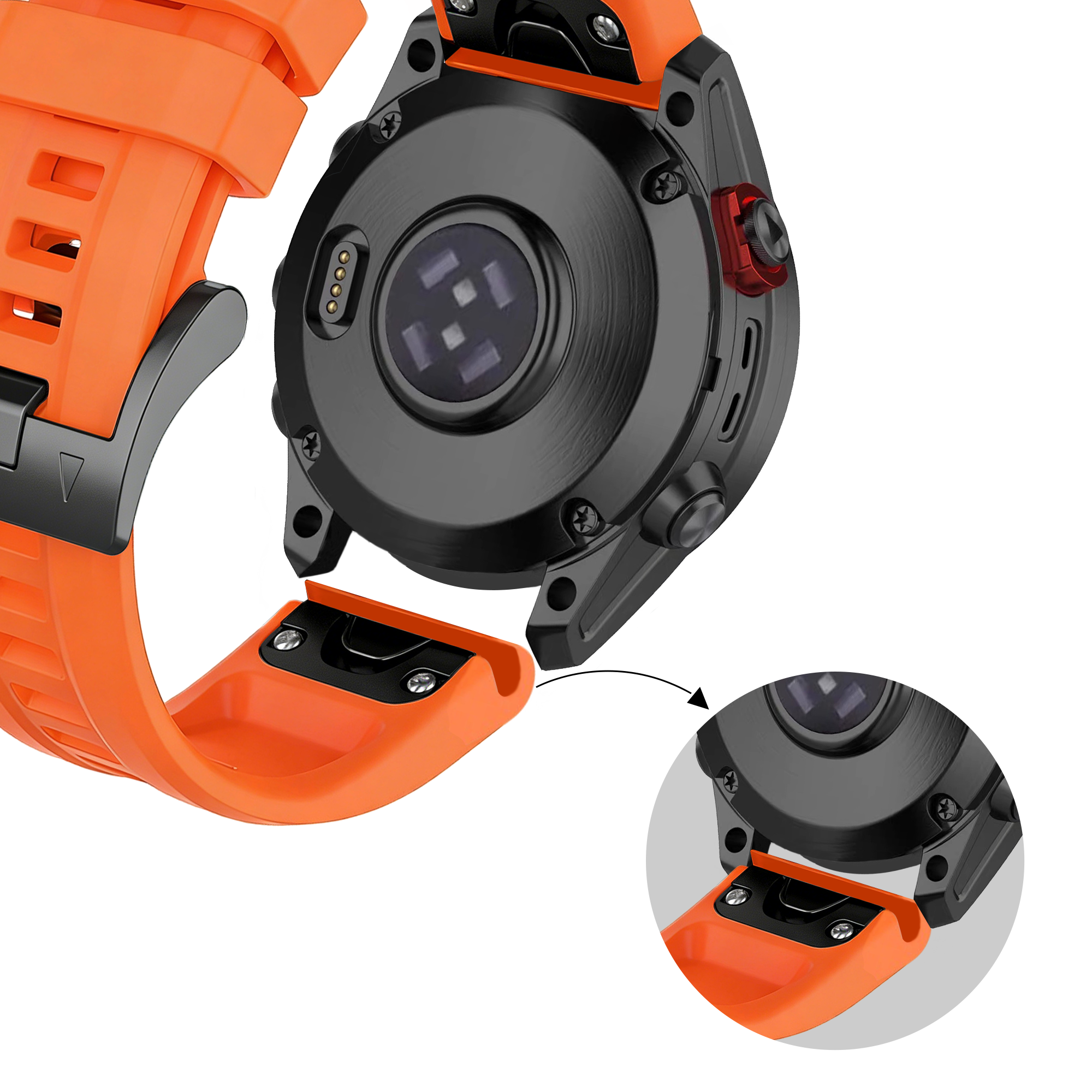 Bandz Garmin Instinct 2s Silicone Strap 'Classic' (Orange)