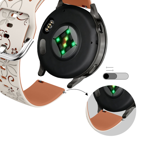 Bandz Garmin Vivoactive 4s Silicone Strap 'Flowers' (Starlight/Brown)