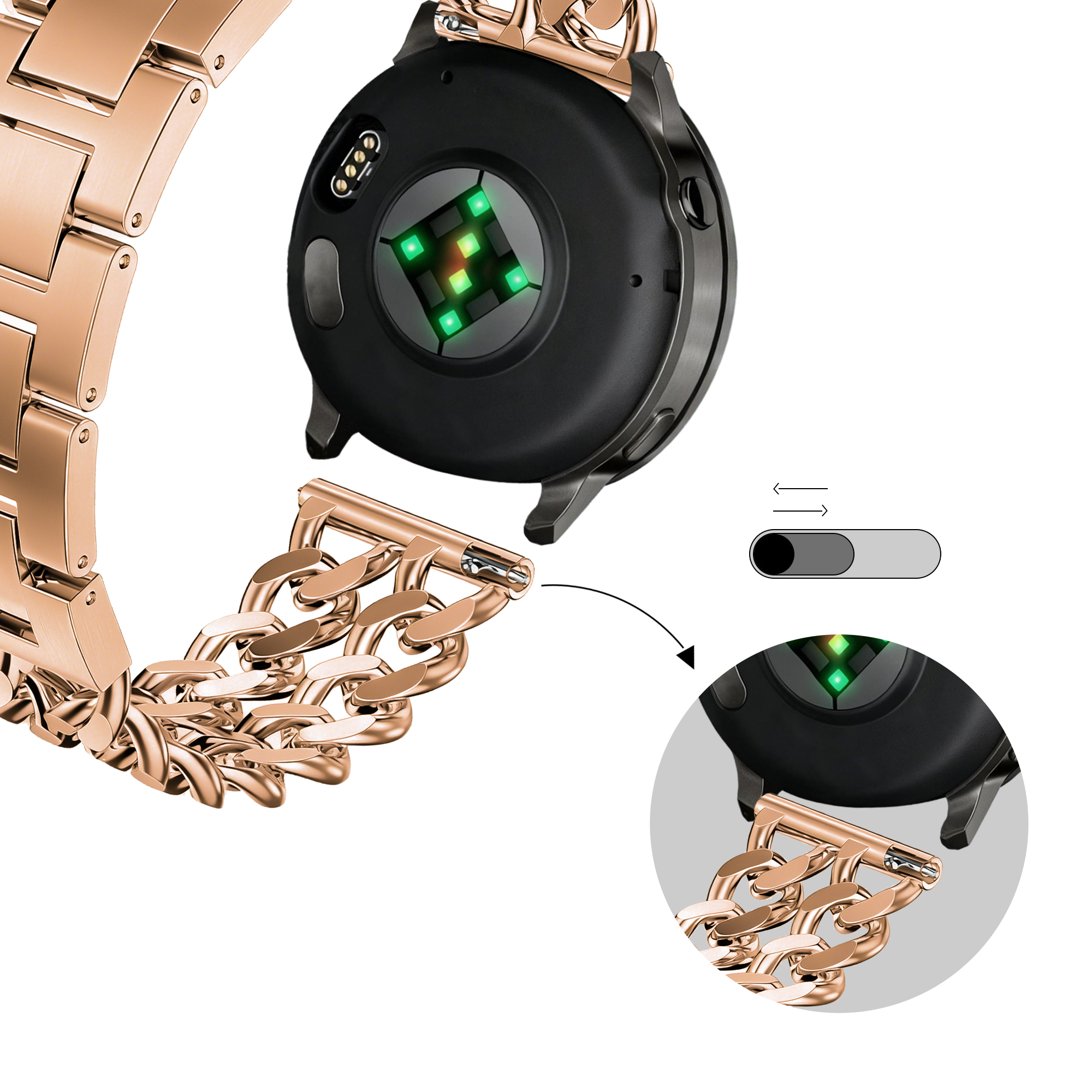 Bandz Polar Ignite Metal Strap 'Double Chains' (Rose Gold)