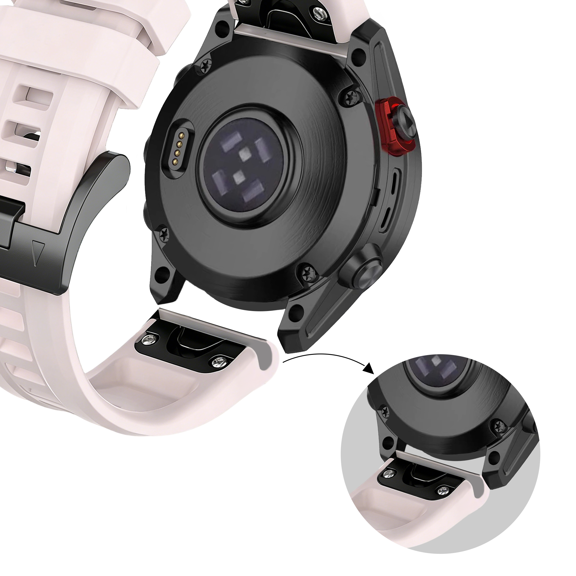 Bandz Garmin Instinct 2s Silicone Strap 'Classic' (Light Pink)