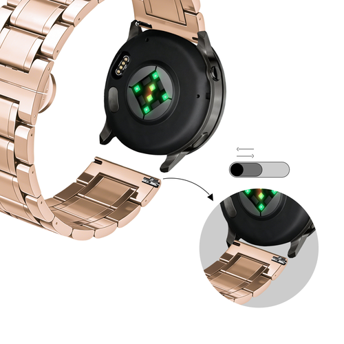 Bandz Garmin Venu Steel Link Strap 'Deluxe' (Rose Gold)