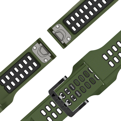 Bandz Garmin Quatix 8 Pro - 47mm Dual Buckled Sport Strap (Army Green/Black)