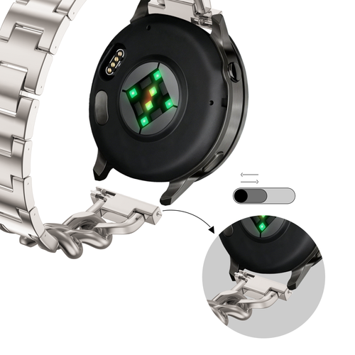 Bandz Garmin Vivomove HR Metal Strap 'Chains' (Starlight)