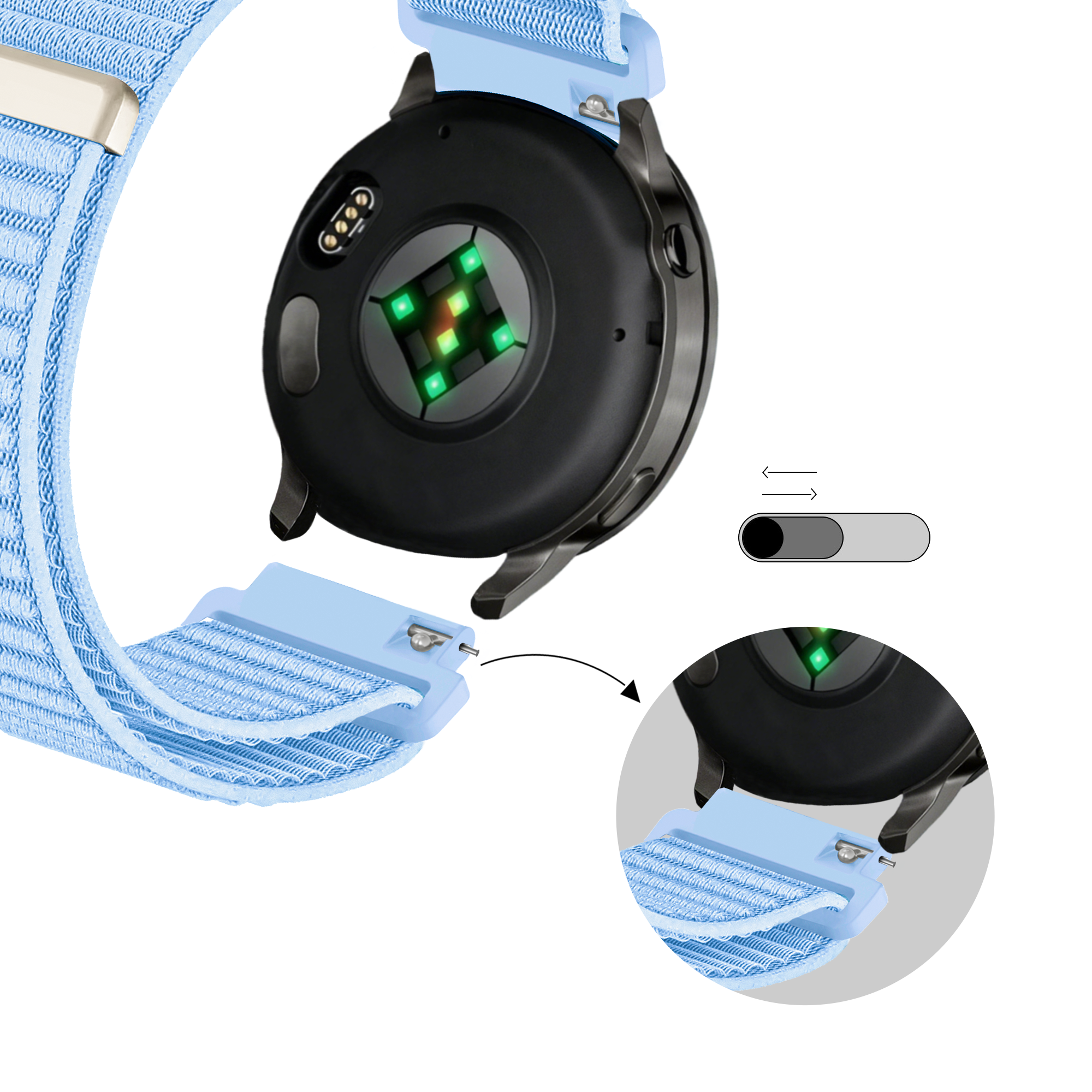 Bandz Garmin Forerunner 645 Nylon Strap 'Wave' (Light Blue)