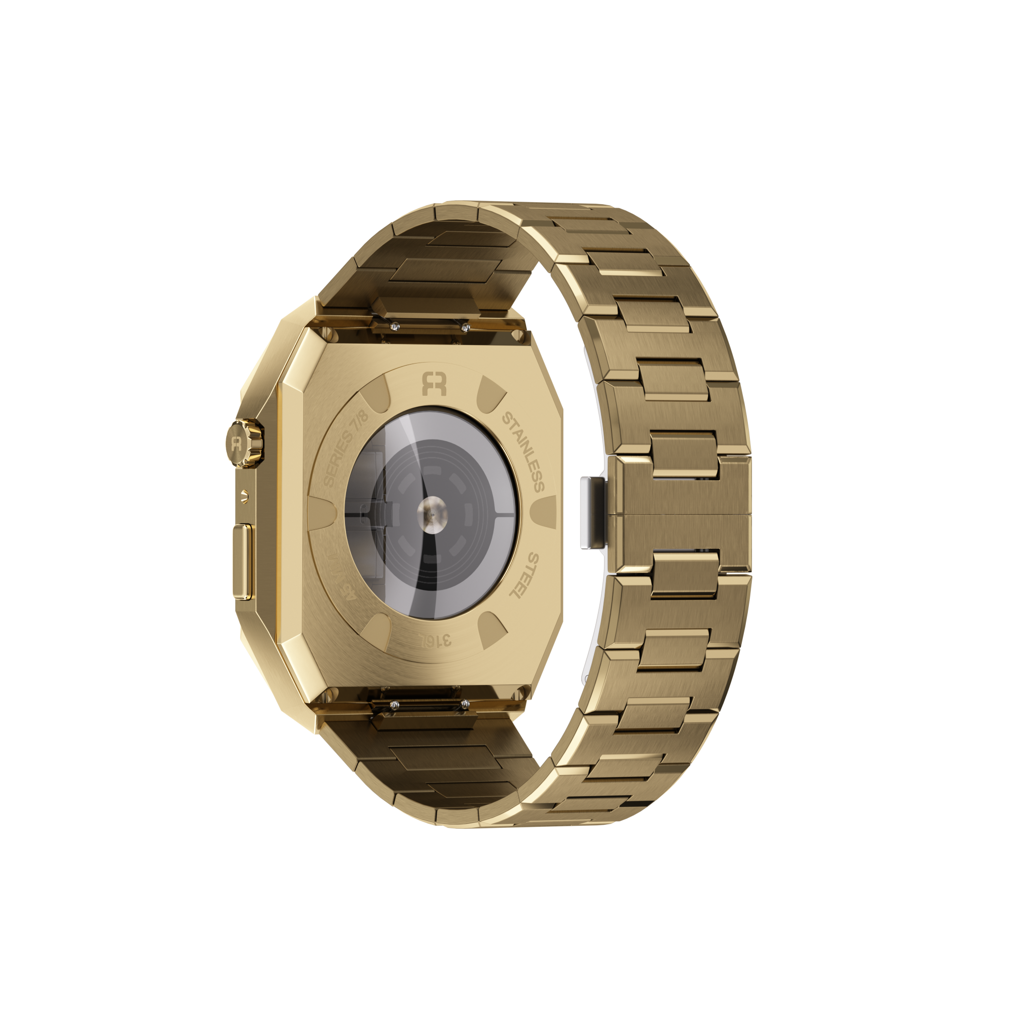 Reqior Apple Watch 45mm Case with Steel Strap 'Nautilus' (Gold)
