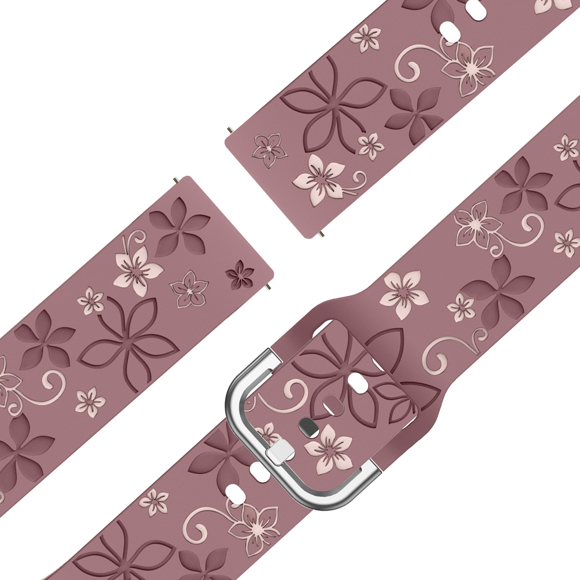 Bandz Garmin Forerunner 255s Silicone Strap 'Flowers' (Smoke Purple/Light Pink)
