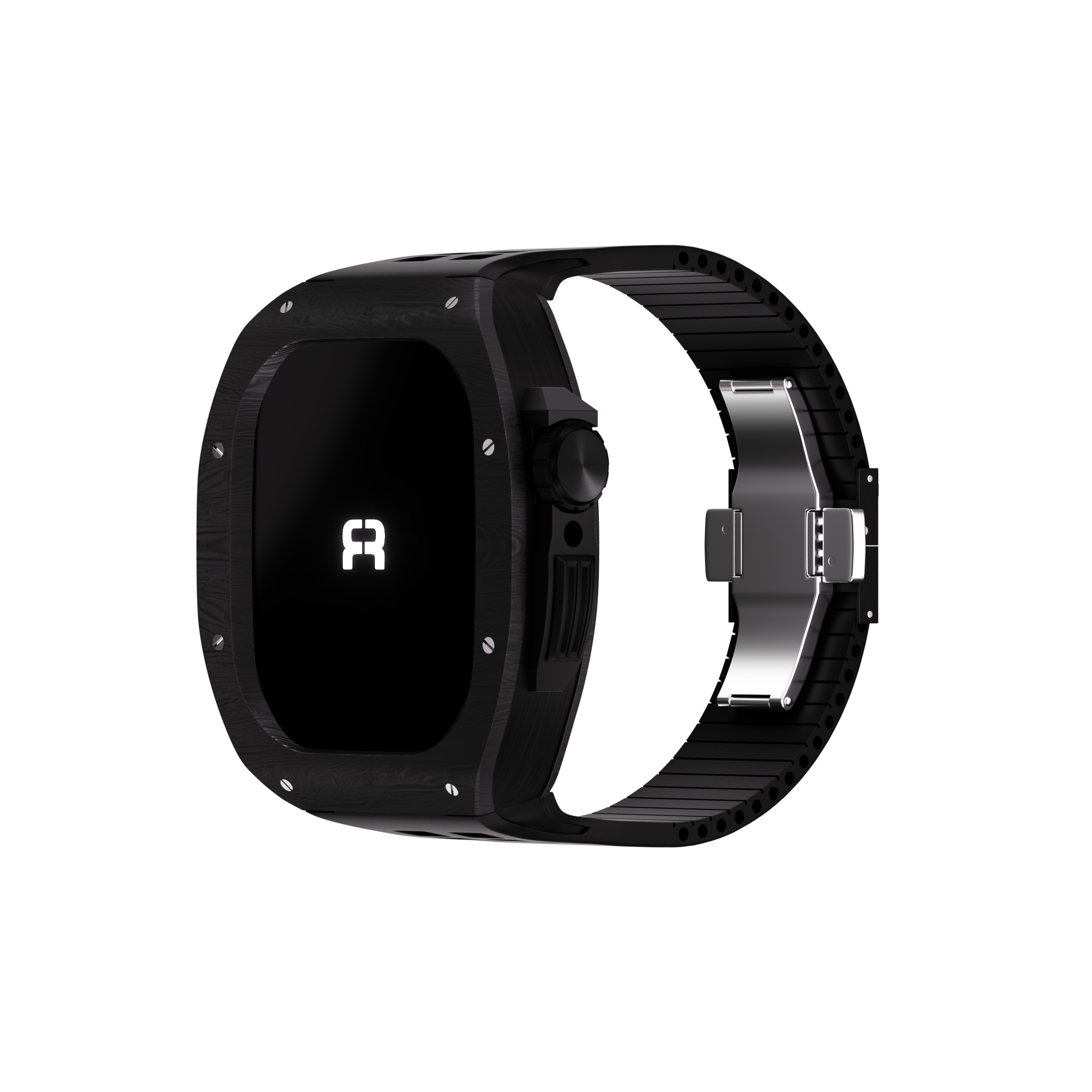 Reqior Apple Watch 45mm Polymer Case with Rubber Strap (Carbon Black)
