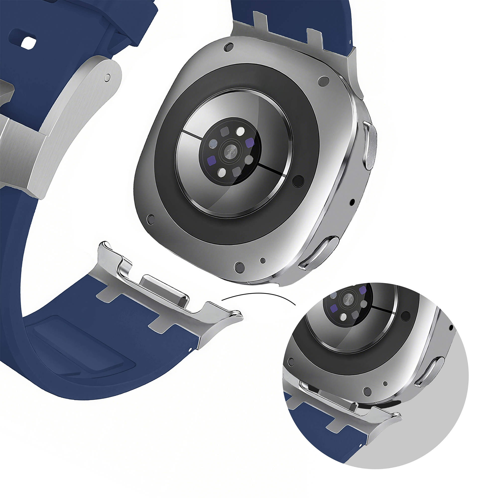 Bandz Samsung Galaxy Watch 8 - 44mm Silicone Strap 'Luxe Liquid' (Dark Blue)