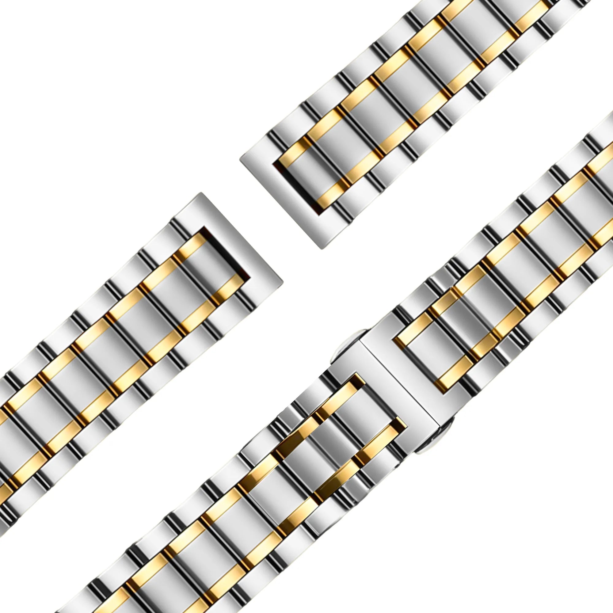 Bandz Garmin Forerunner 70 Steel Link Strap 'Deluxe' (Silver/Gold)